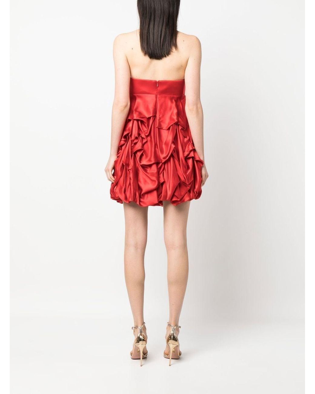 Robe en soie à design drapé Emporio Armani en coloris Rouge | Lyst
