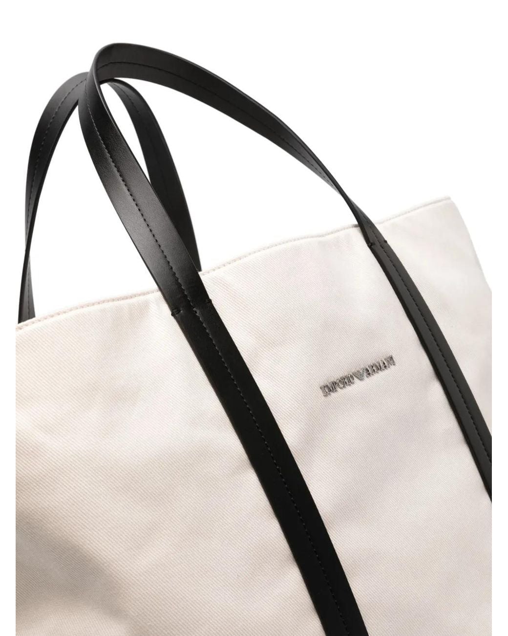 Emporio Armani Natural Logo-Plaque Cotton Tote Bag for men