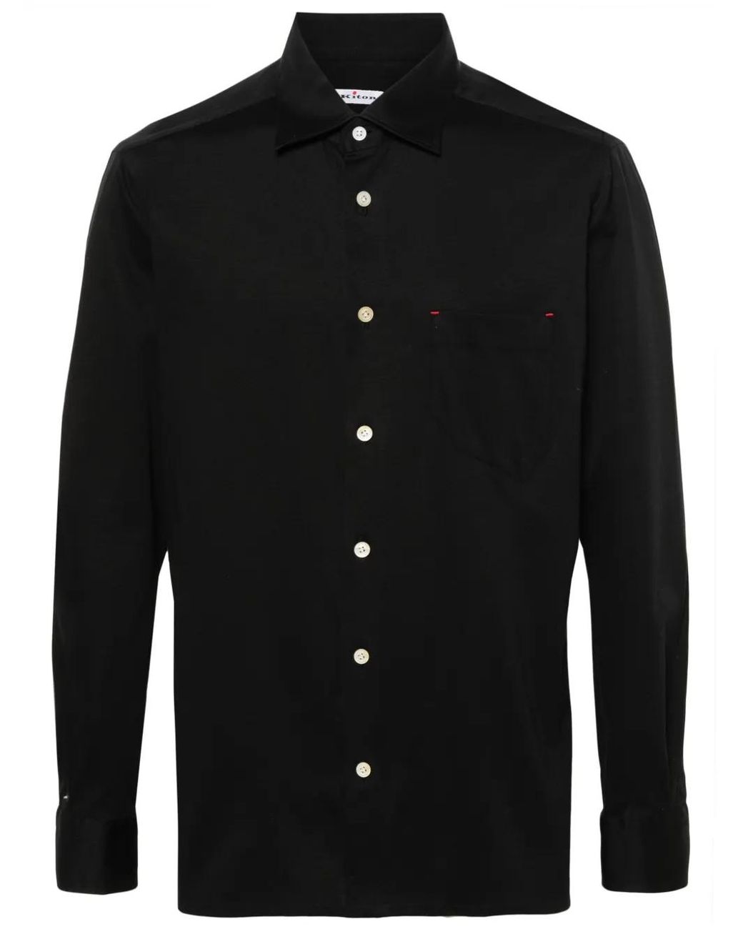 Kiton Black Classic-Collar Cotton Shirt for men