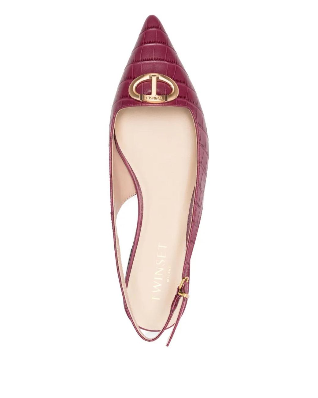 Twinset Pink Crocodile-Effect Slingback Pumps