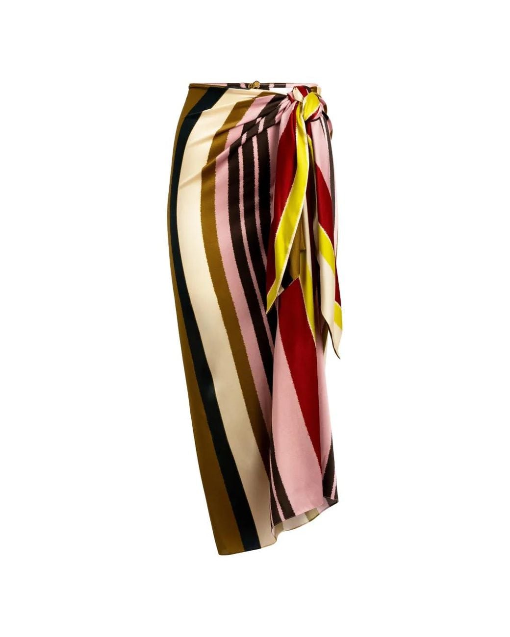 Silvia Tcherassi Pink Viveka Striped Wrap Midi Skirt
