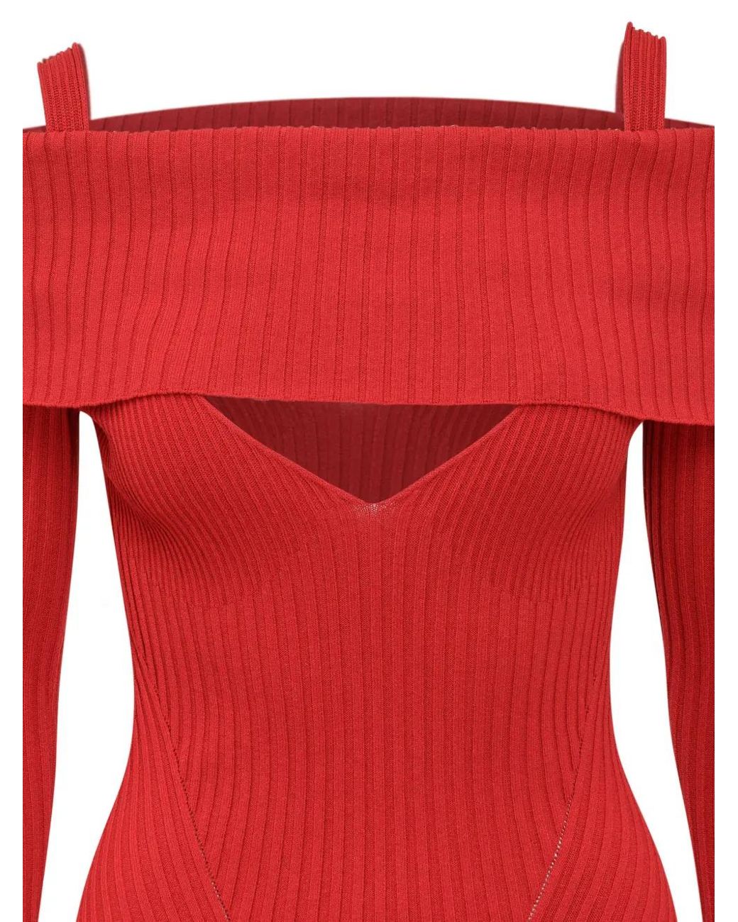 ANDREADAMO Red Ribbed Midi Dress