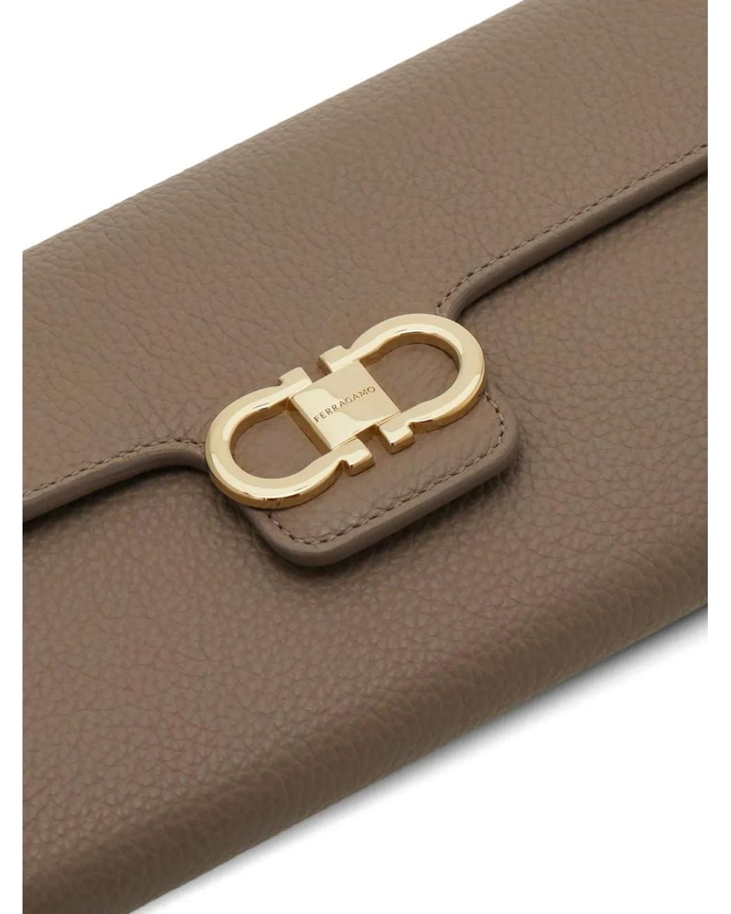 Ferragamo Brown Gancini Pebbled-Leather Wallet