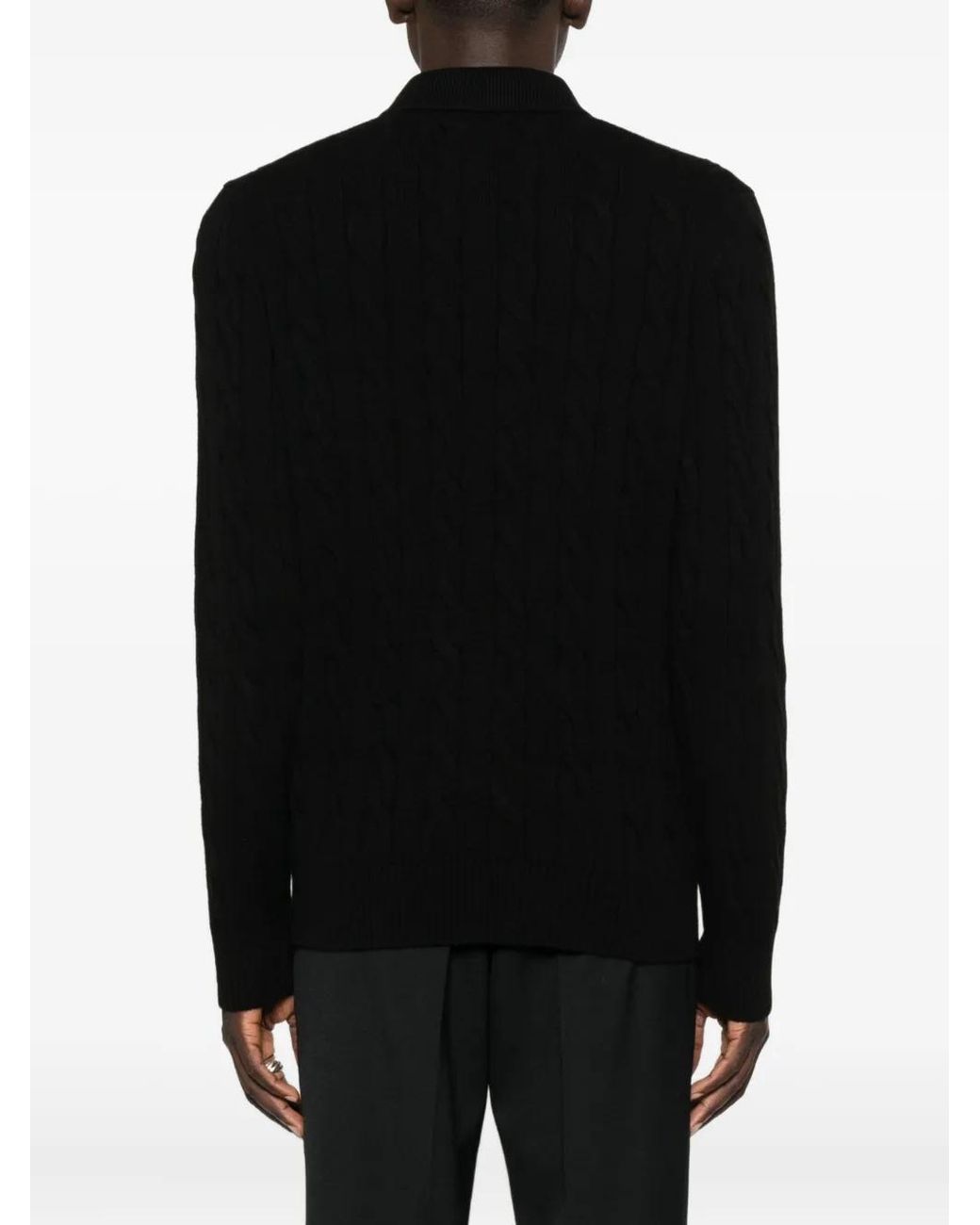 GIUUNO Black Cable-Knit Jumper for men
