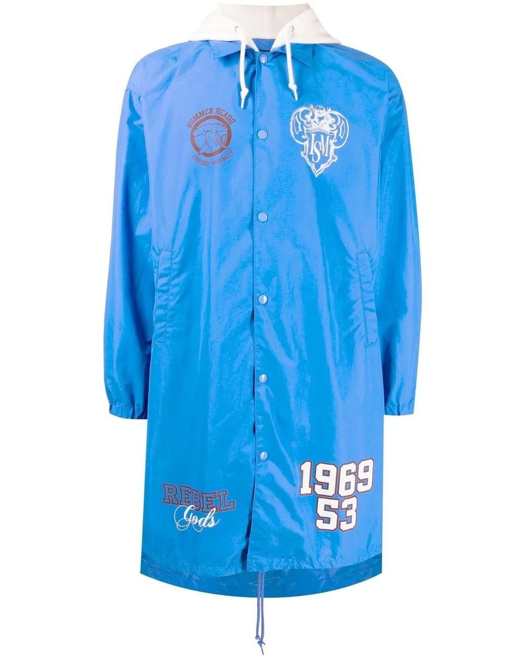 Undercoverism Blue Logo-Print Hooded Coat for men