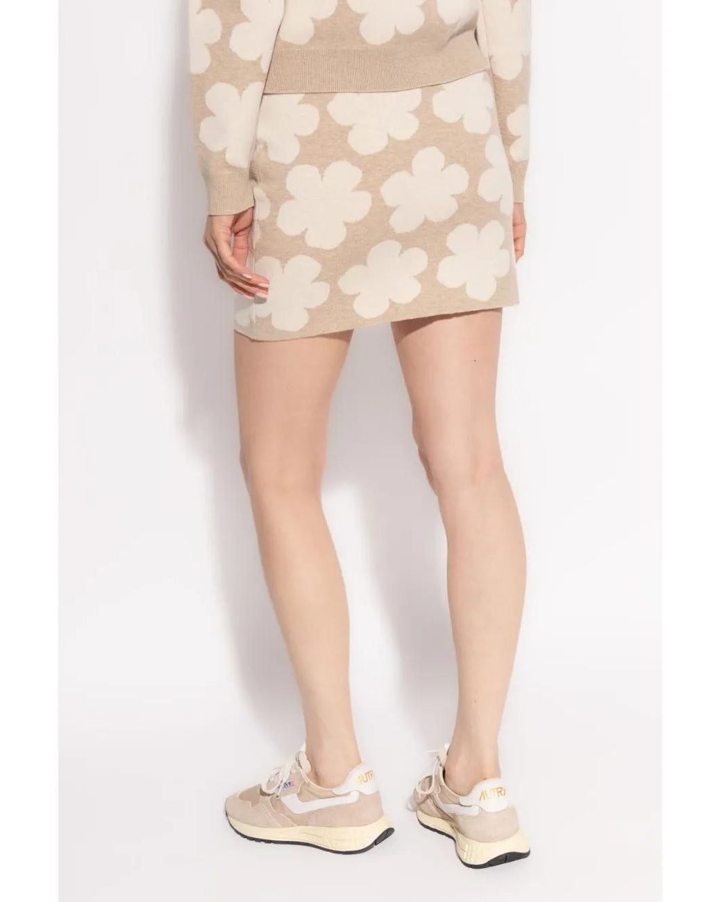 KENZO Natural Floral Intarsia-Knit Skirt