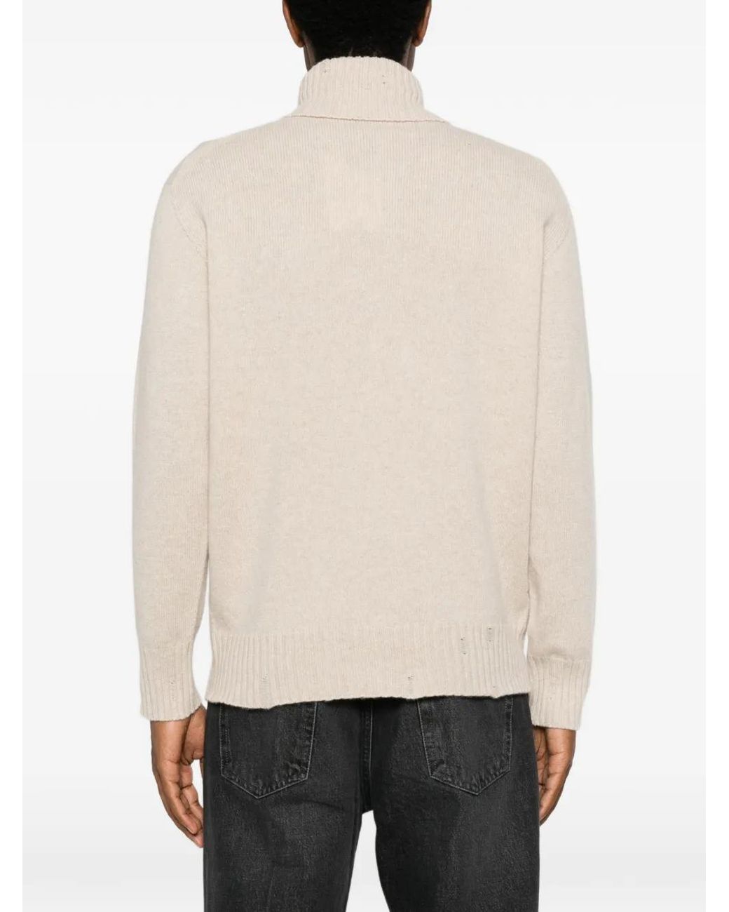 Amaranto Natural Roll-Neck Ribbed-Trim Sweater for men