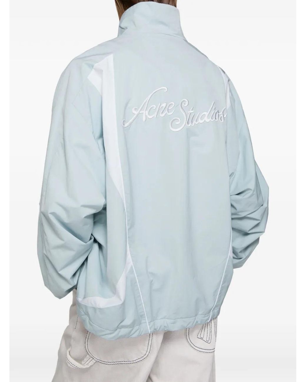 Acne Blue Logo-Embroidered Panelled Jacket for men