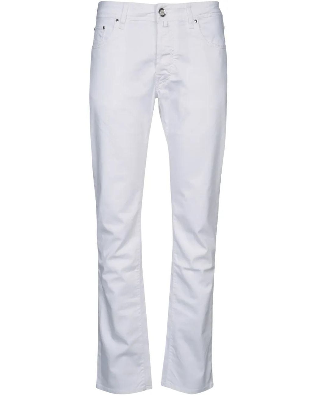 Jacob Cohen White Bard Logo-Patch Trousers for men