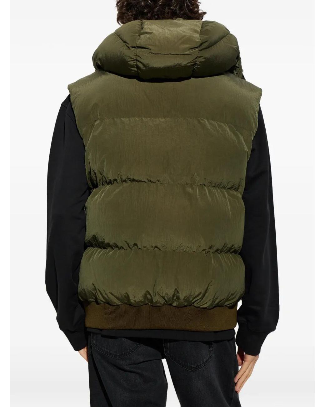 Balmain Green Gilet Matelassé Isolant À Capuche for men