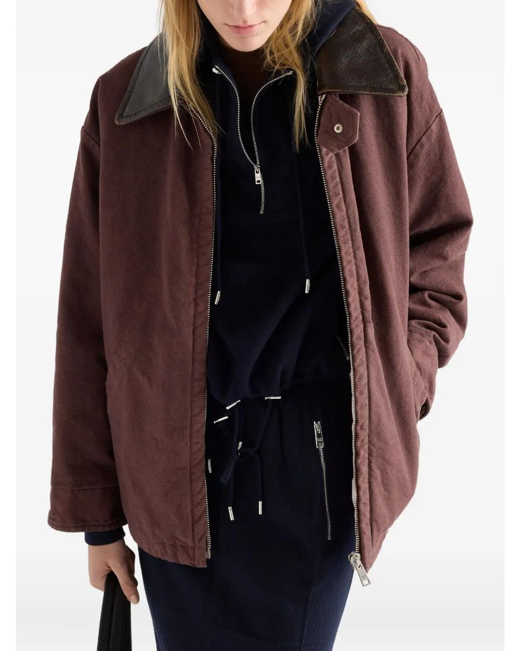 Veste À Logo Triangle Prada en coloris Brown