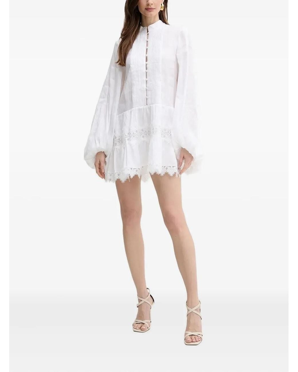 Bardot White Antonia Lace-Trimmed Mini Dress