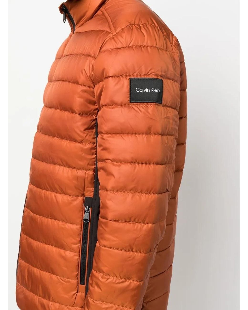 Calvin Klein Orange Zipped-Up Padded Jacket for men