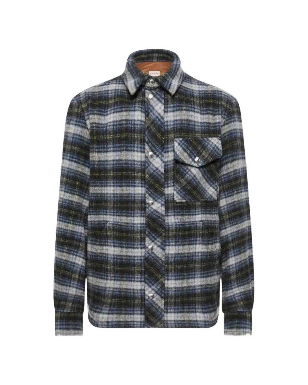 Moncler Gray Check-Print Wool Jacket for men