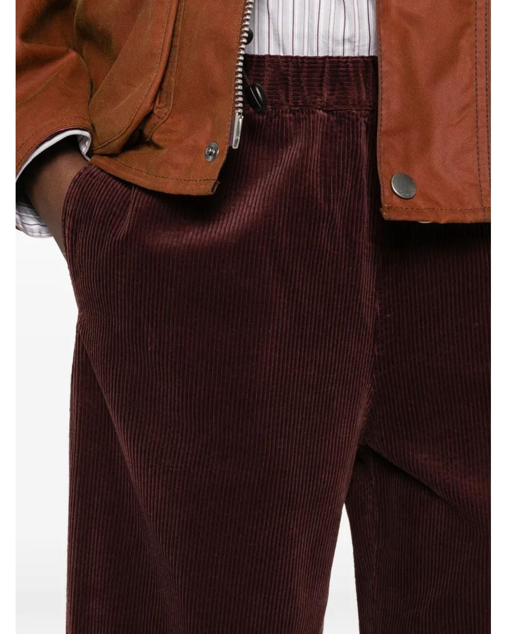 Aspesi White Corduroy Wide-Leg Trousers