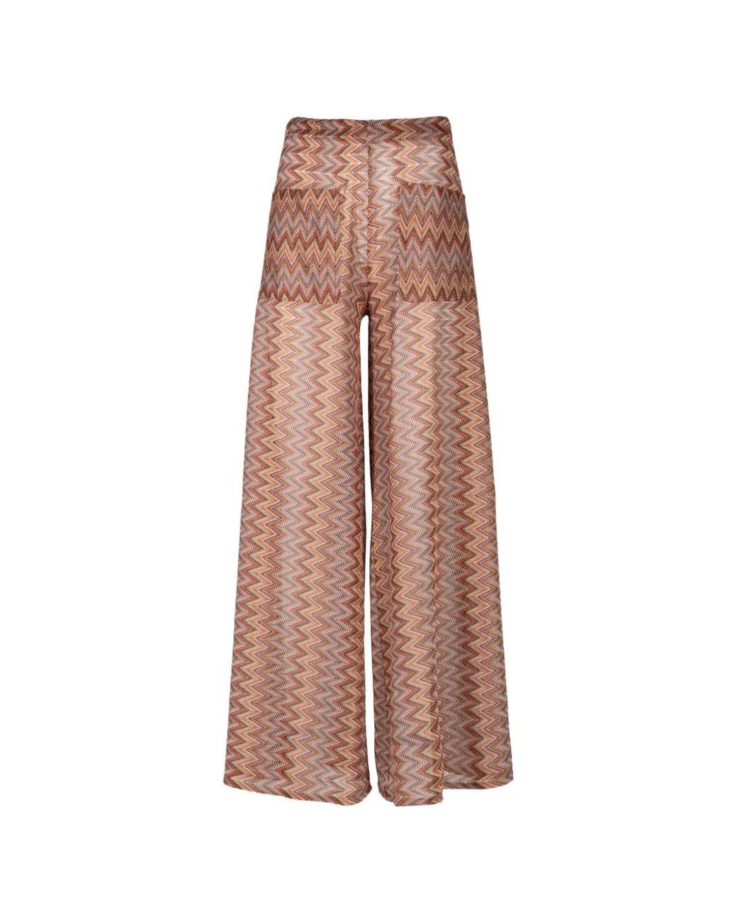 Palmacea Natural Pantalon Ample À Motif Zigzag Yera