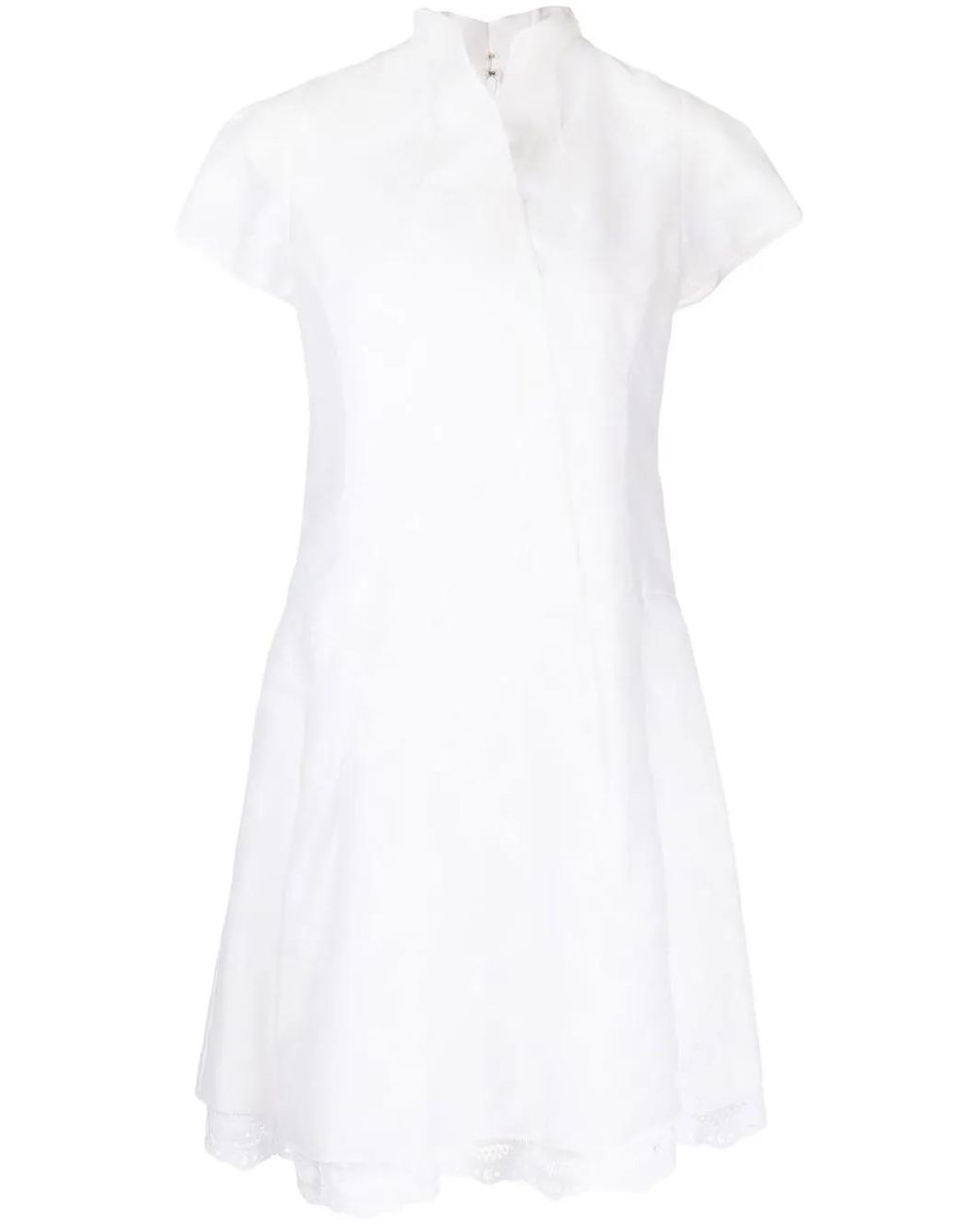 Shiatzy Chen White Lace-Underlay Cotton Dress