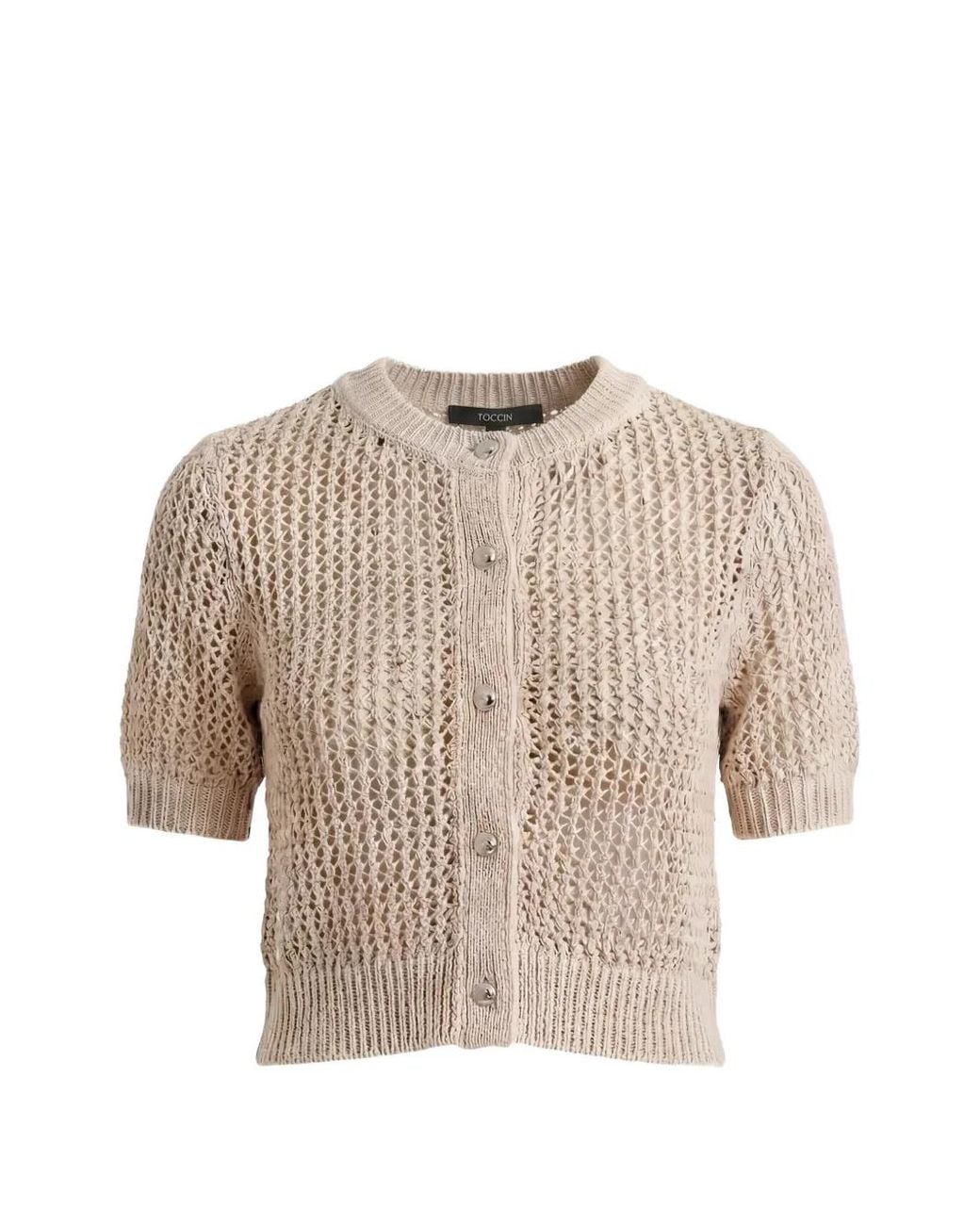Toccin Natural Janice Short-Sleeve Button Cardigan