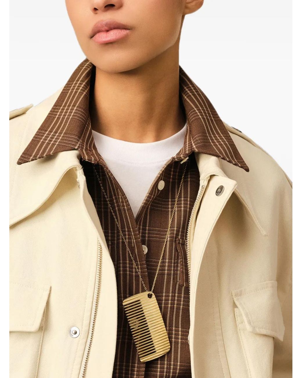 AMI White Brass Comb Pendant Necklace