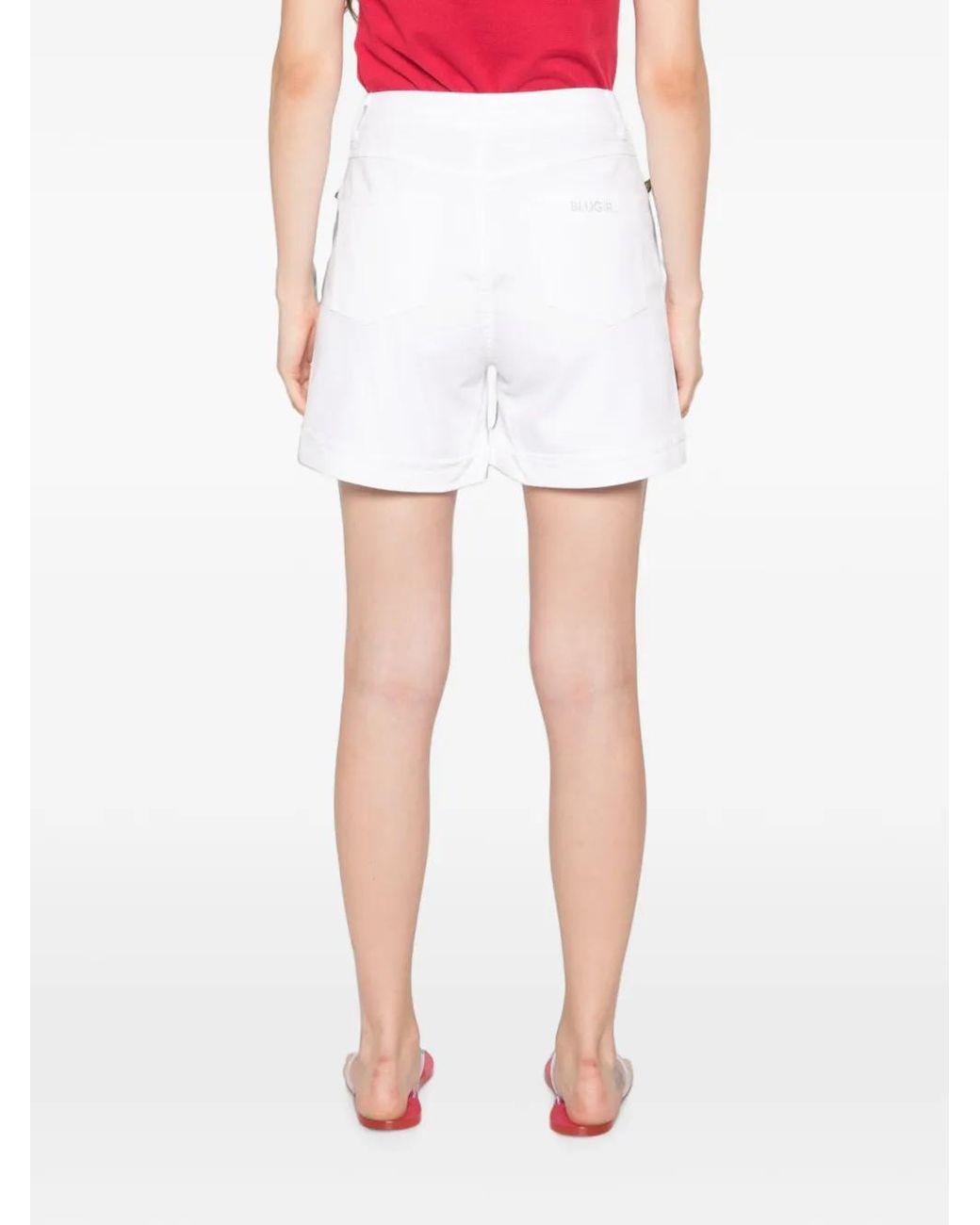 Blugirl Blumarine White Floral-Patch Shorts