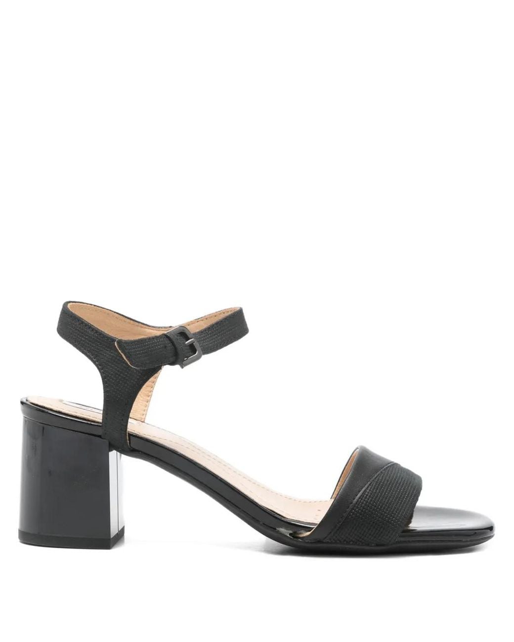 Geox Black 65Mm Block-Heel Buckle Sandals