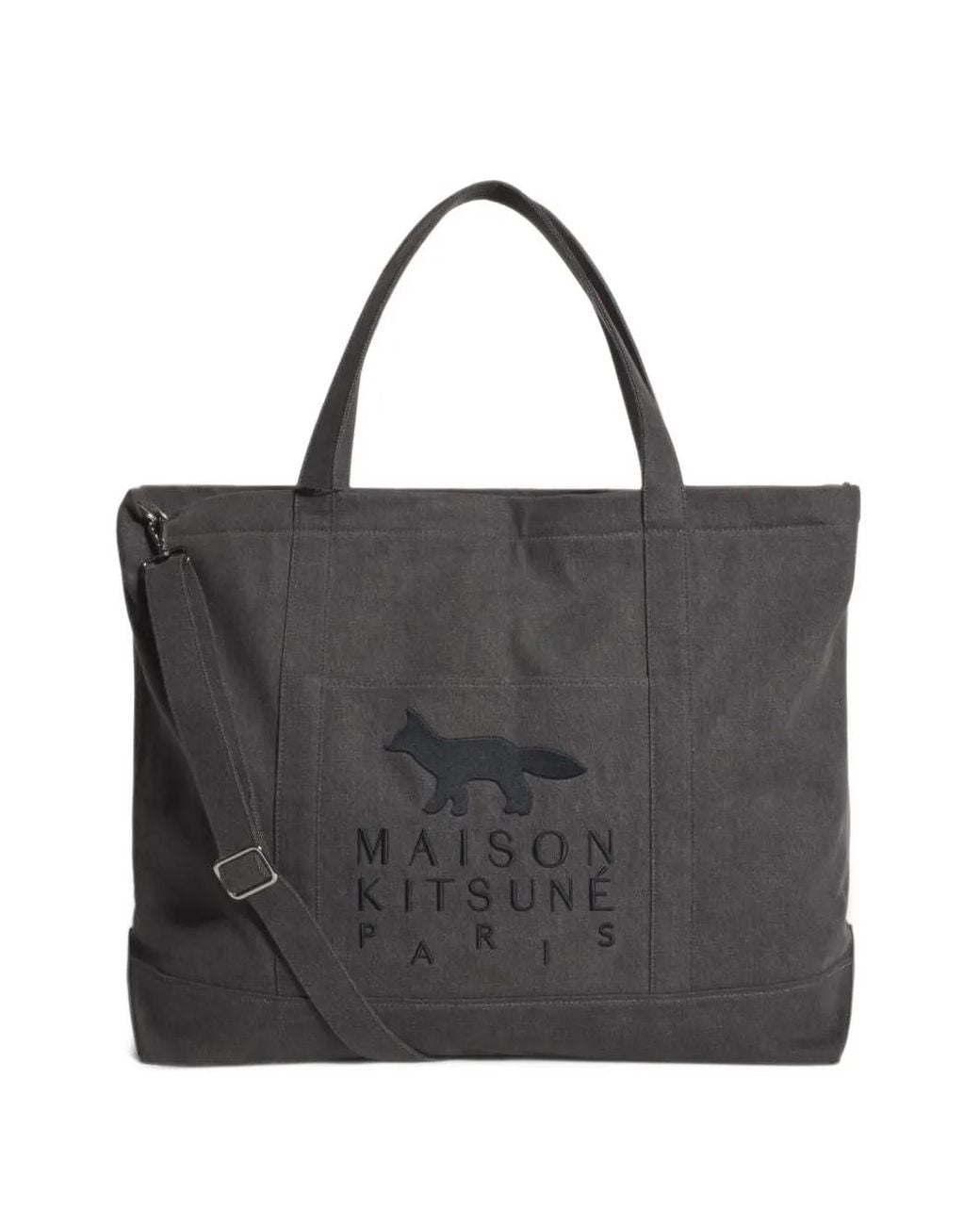 Maison Kitsuné Black Xl Profile Fox Tote Bag