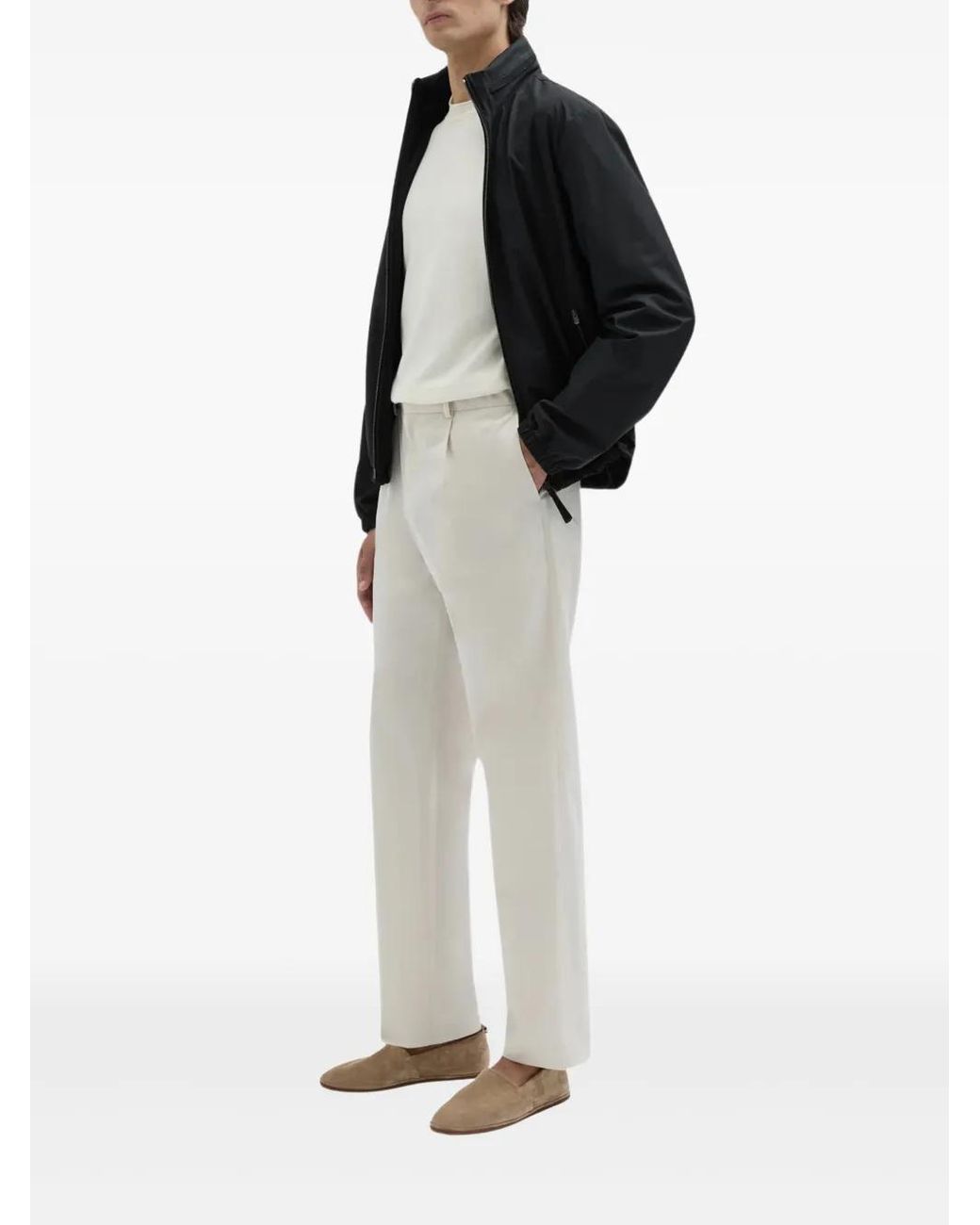 Agnona Black Zip Nylon Caban Jacket for men