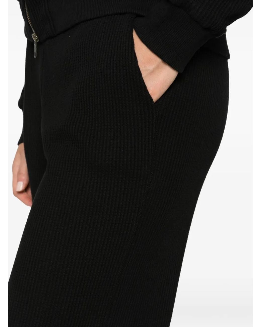 Bobi Black Ribbed-Knit Drawstring Track Pants