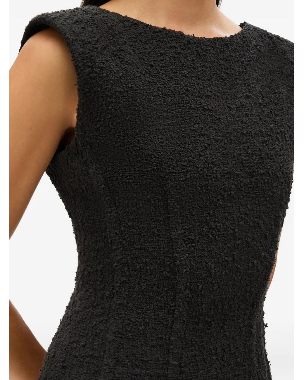 Another Tomorrow Black Sleeveless Tweed Mini Dress