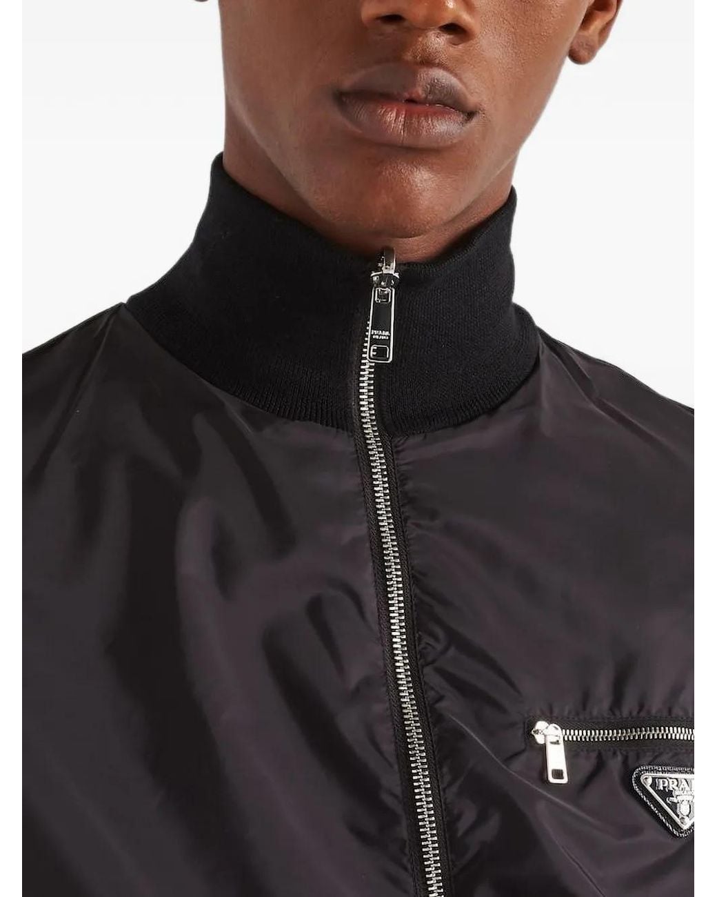 Prada Black Re-Nylon Reversible Cardigan for men