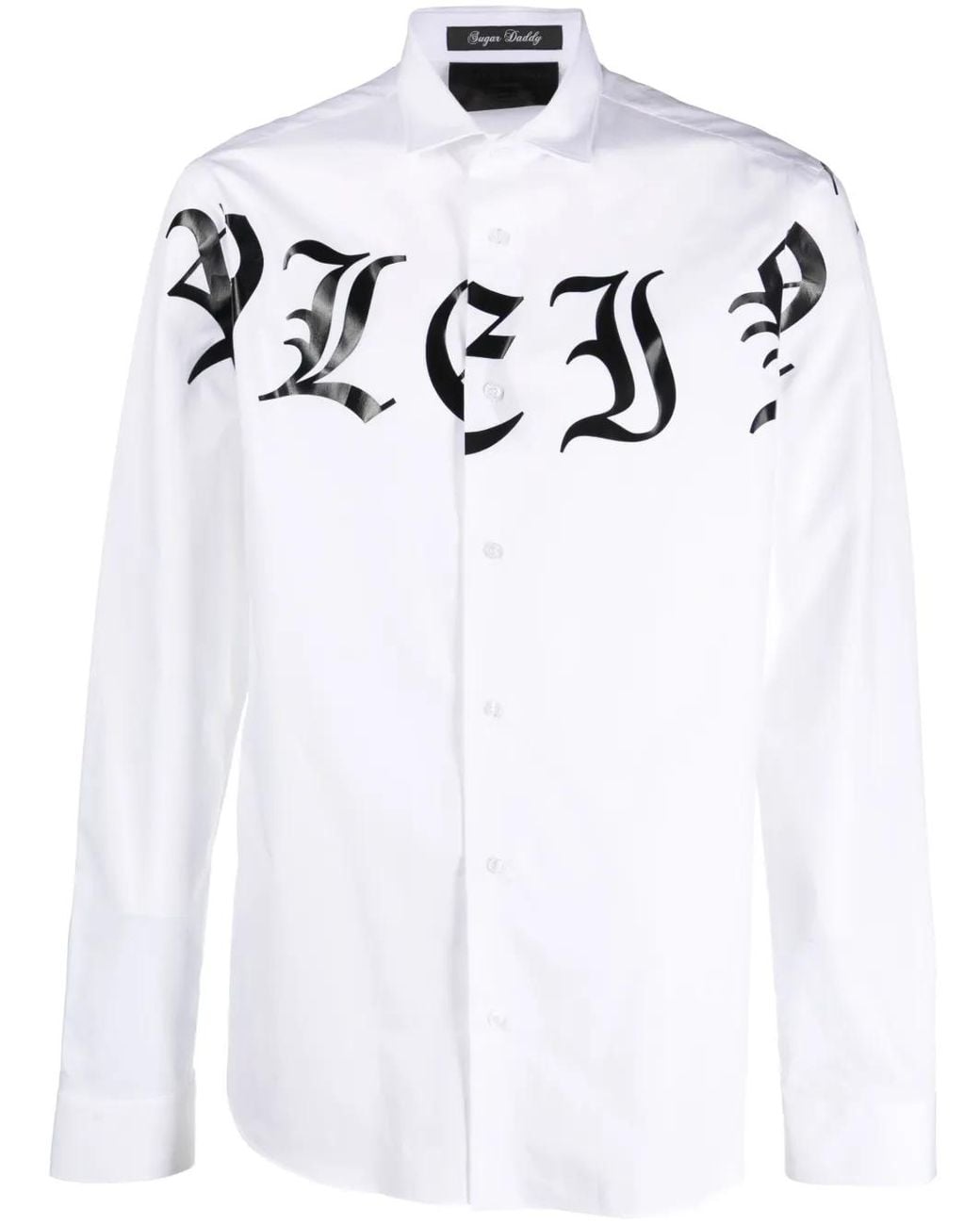 Philipp Plein White Sugar Daddy Logo-Print Shirt for men