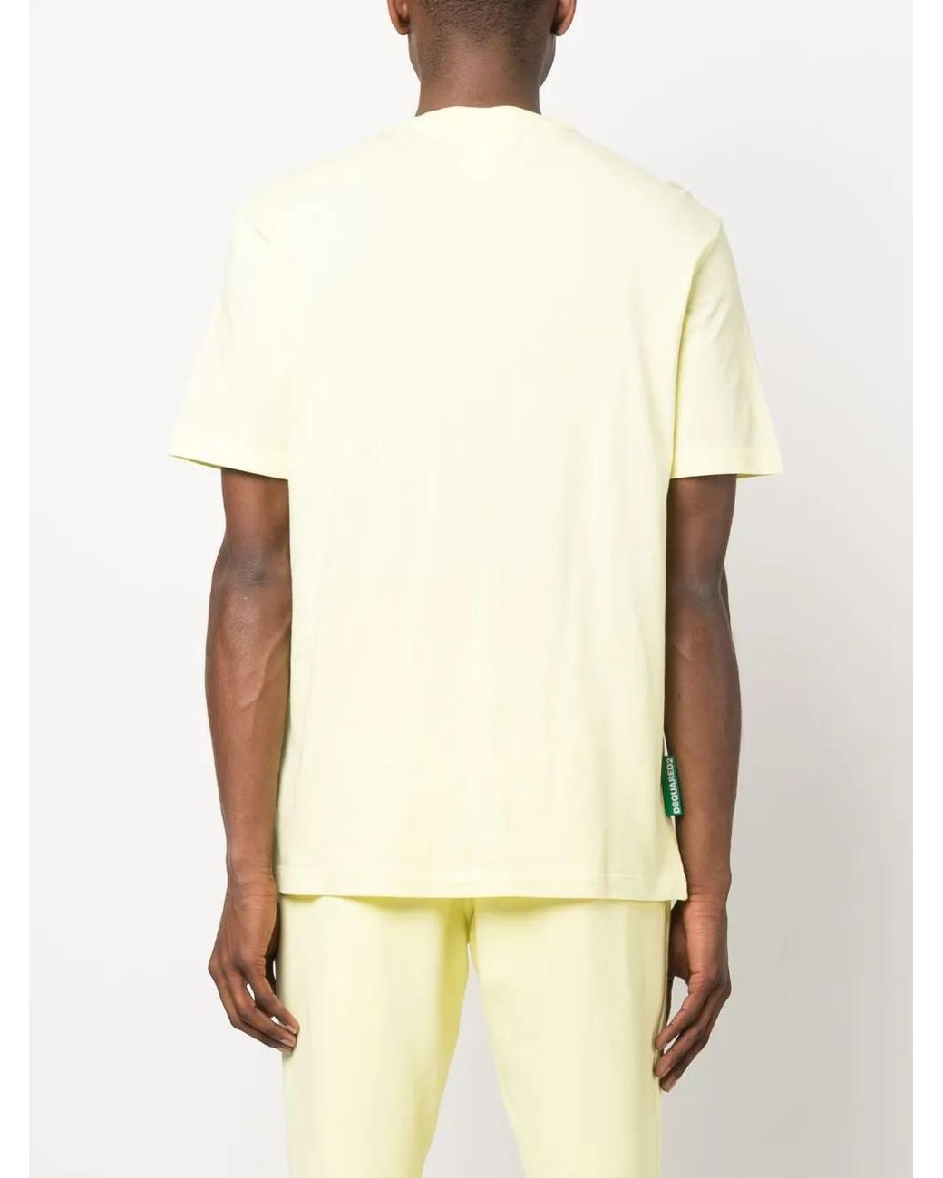 DSquared² Yellow Logo-Print Round-Neck T-Shirt for men