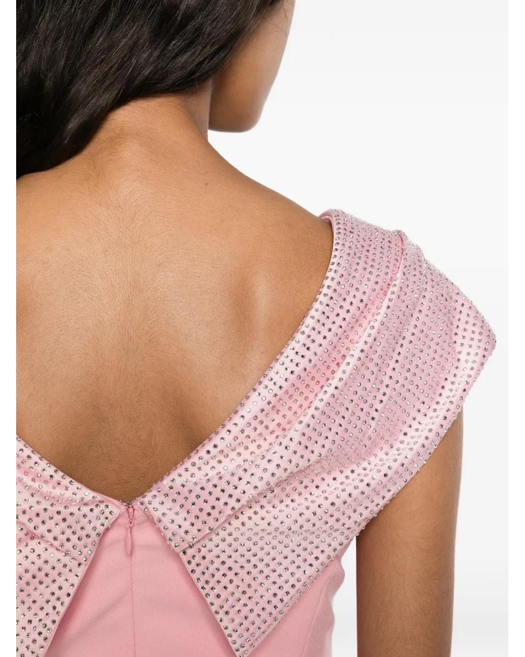 Solace London Pink Cardinale Crystal-Embellished Cowl-Neck Maxi Dress