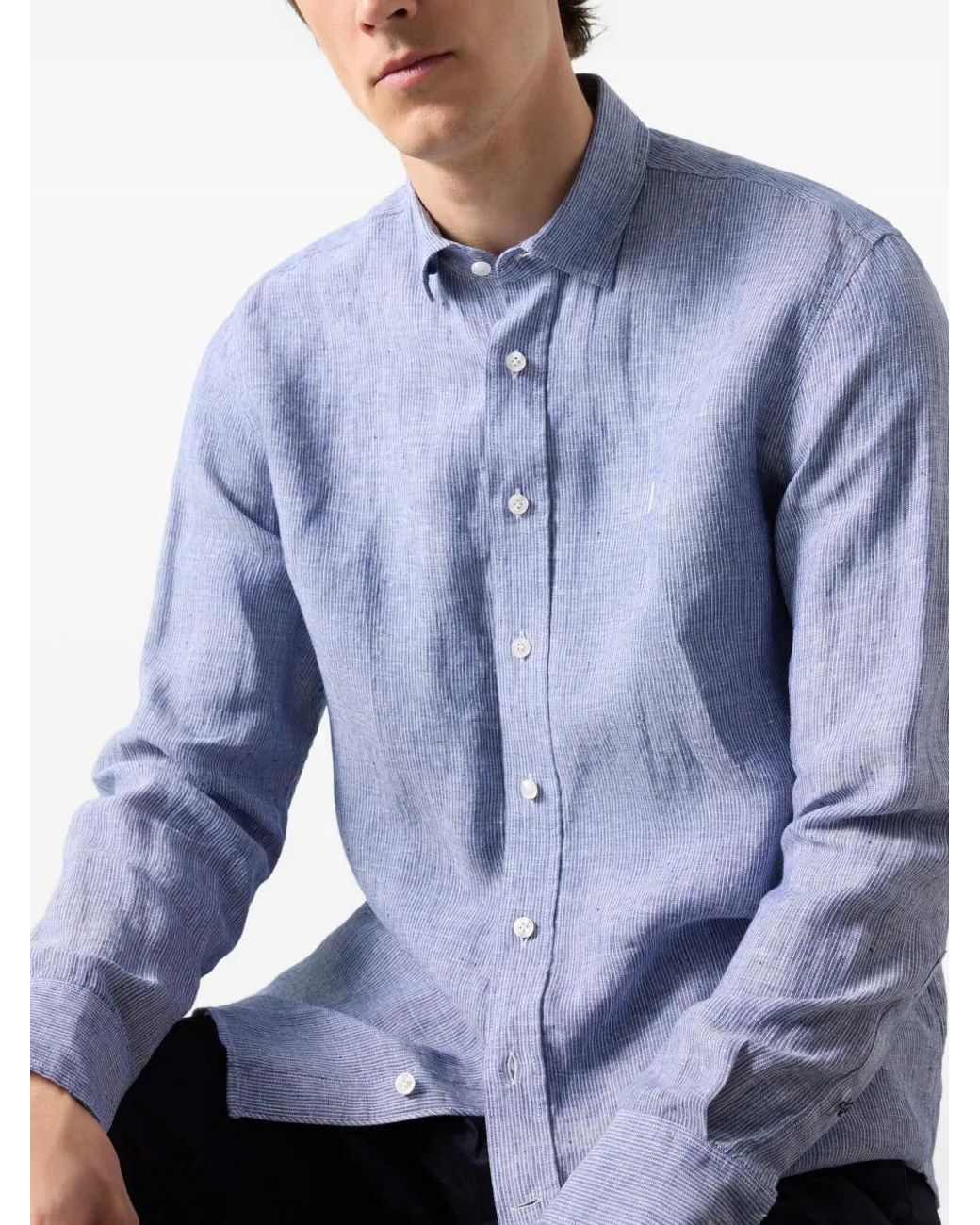 Bogner Blue Chemise Timi En Lin À Rayures for men