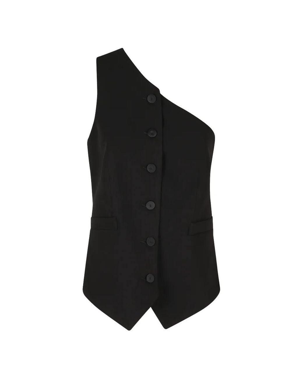 FEDERICA TOSI Black One-Shoulder Button-Up Vest