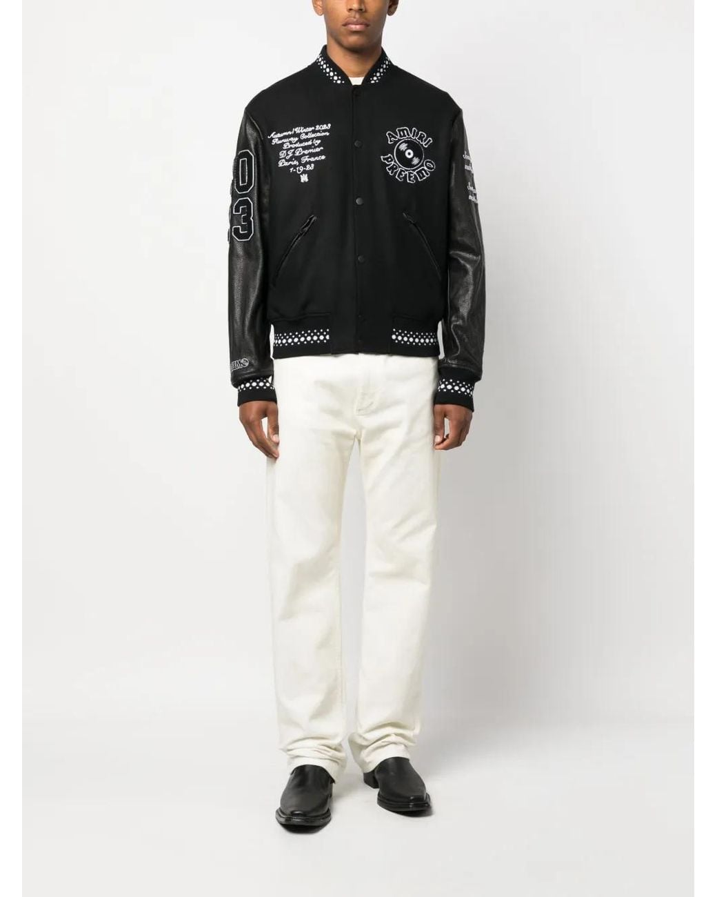 Amiri Black Logo-appliquè Varsity Jacket for men