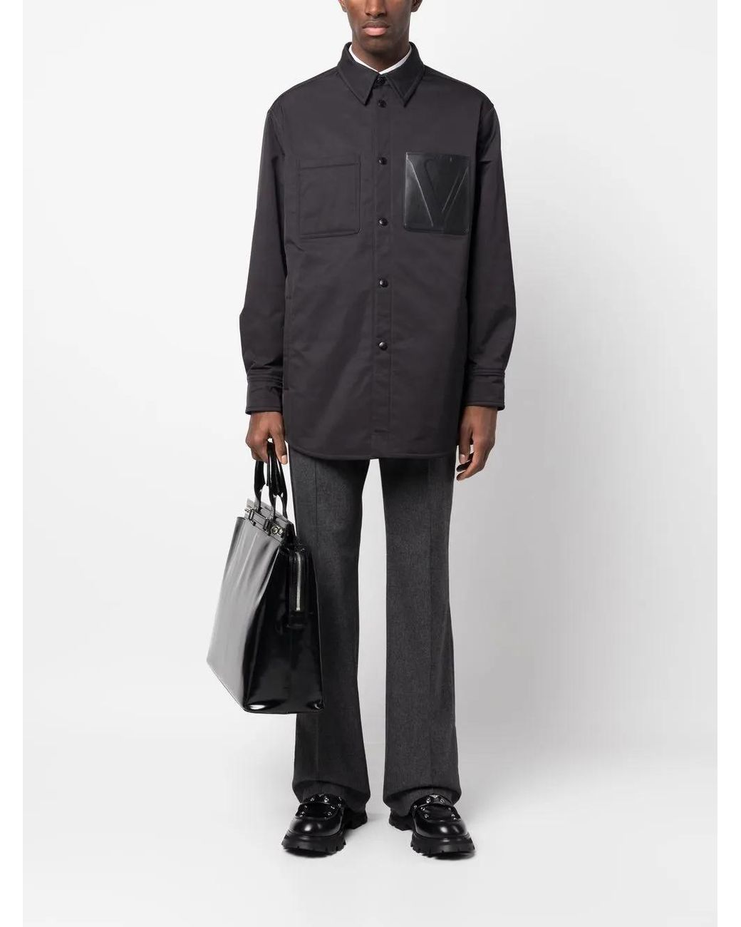 Valentino Garavani Black Logo-Patch Jacket for men