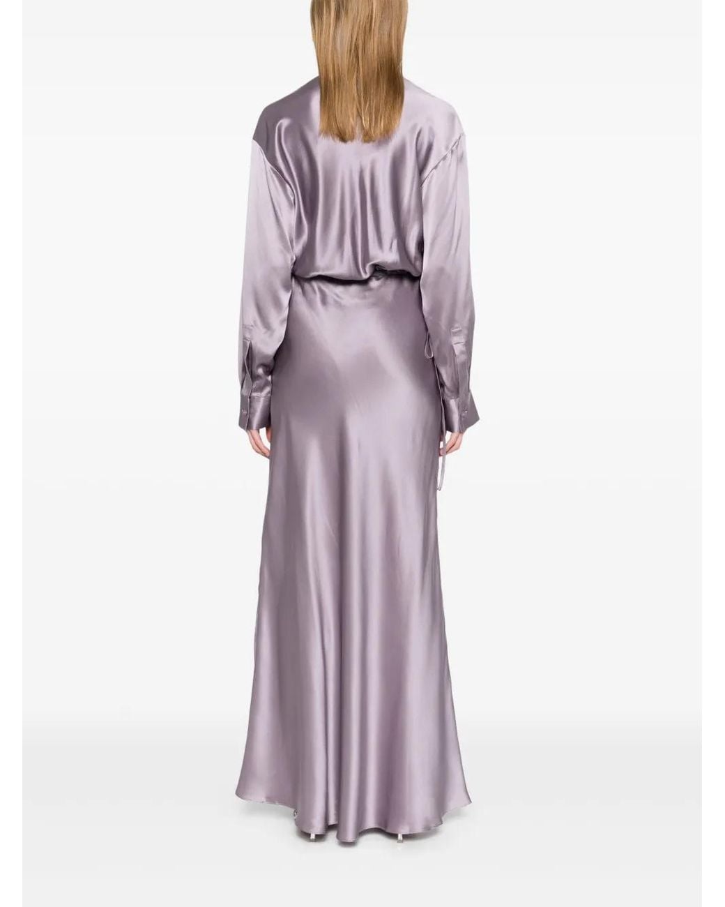 Christopher Esber Purple Cross-Cut Silk Maxi Dress