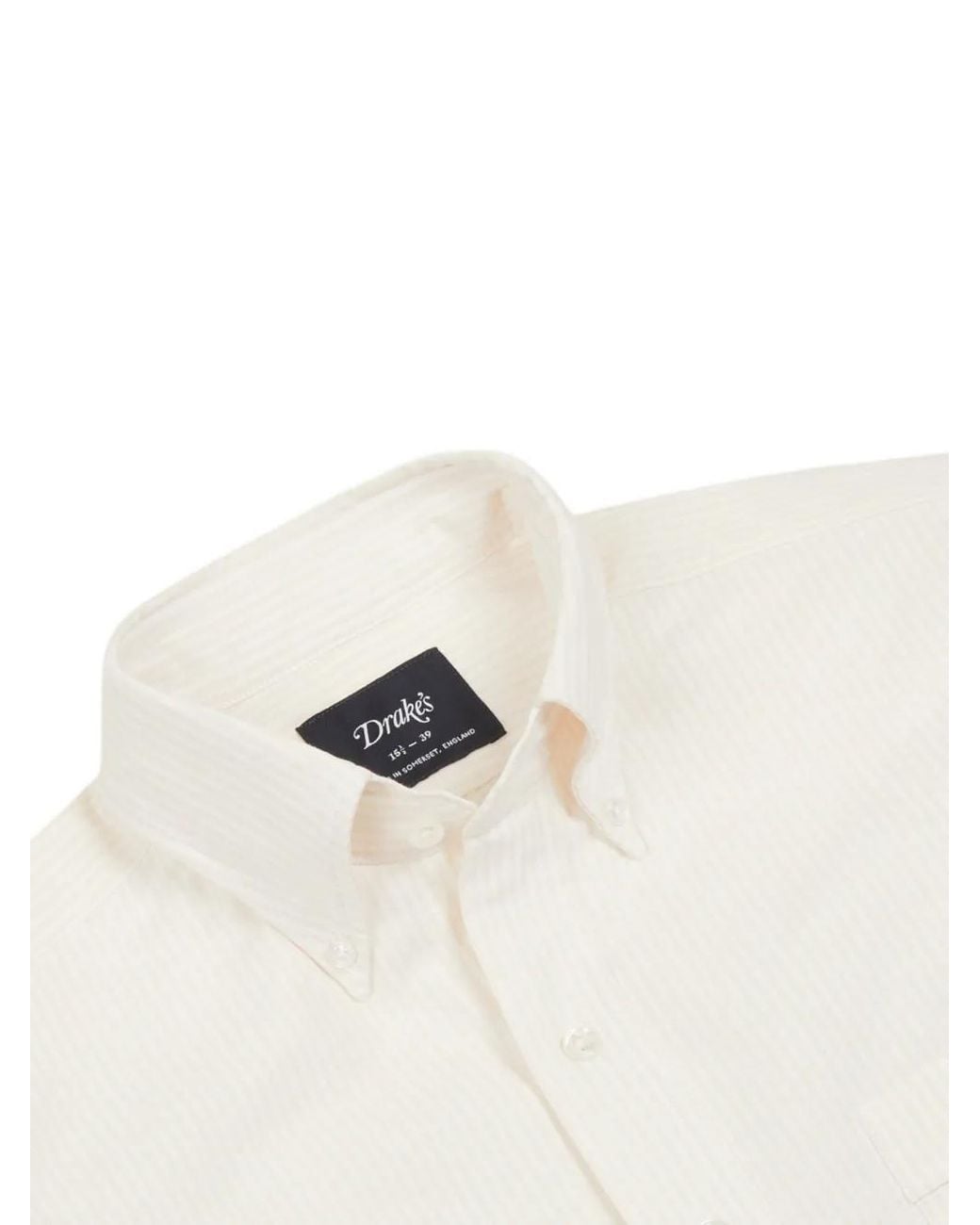 Drake's White Ticking-Stripe Cotton Shirt for men