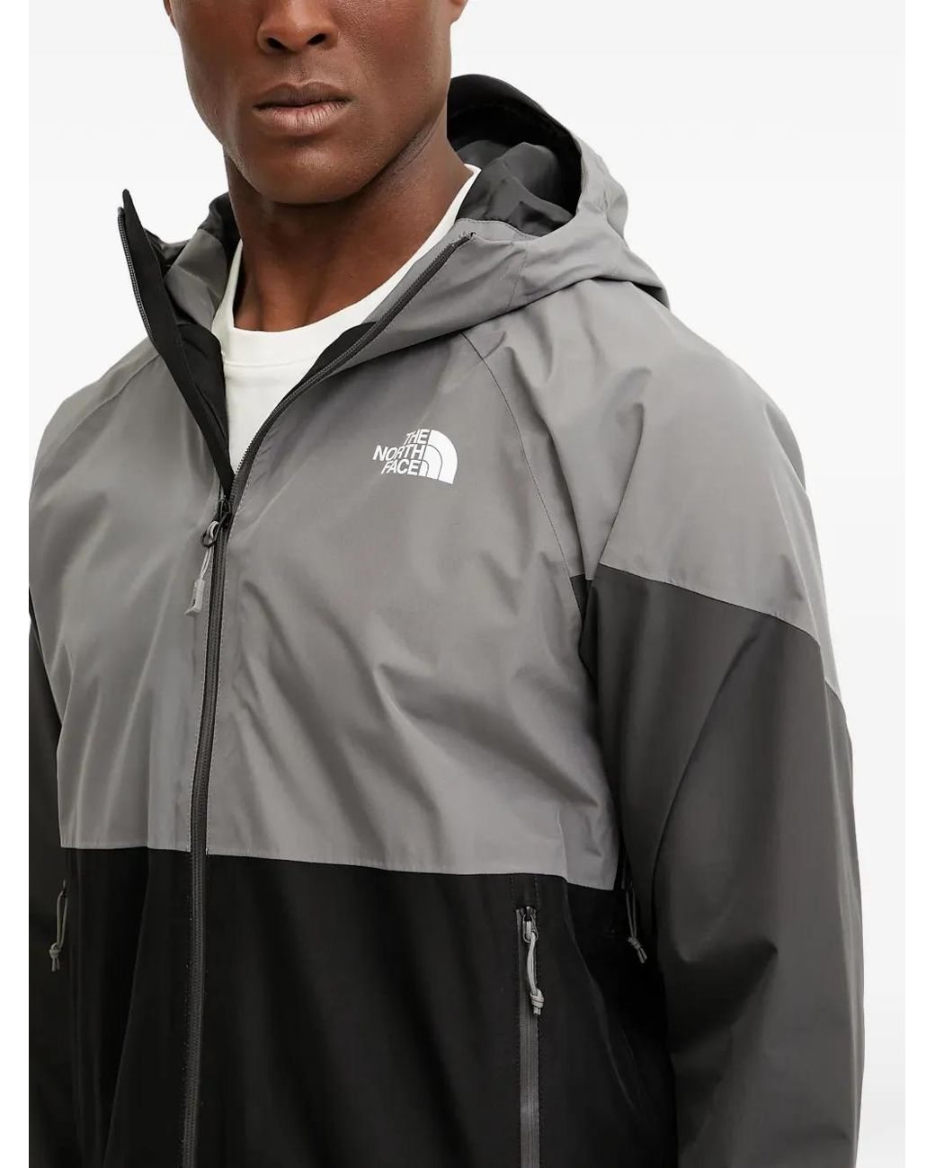 The North Face Gray Colour-Block Hooded Jacket for men