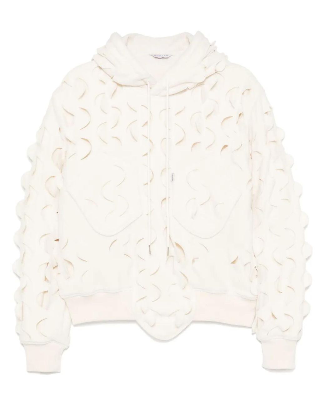 JUNTAE KIM White Laser-Slashed Fleece Hoodie for men