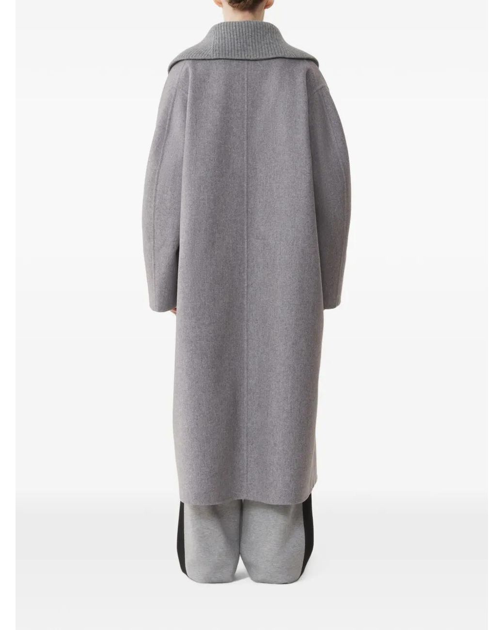 Lanvin Gray Ribbed-Collar Double-Breasted Coat