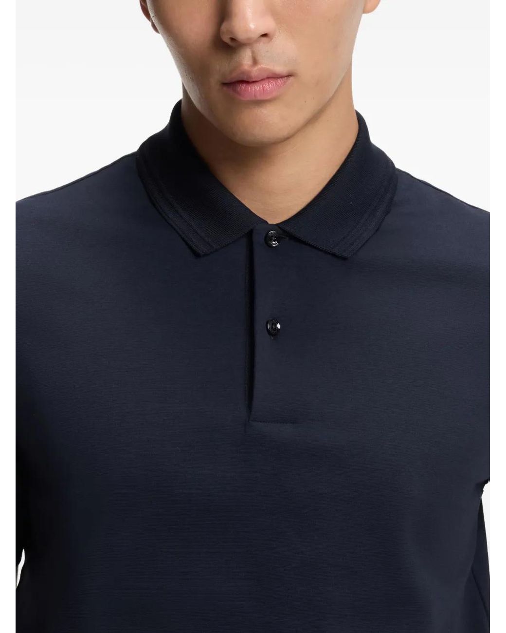 Boss Blue Monogram-Placket Polo Shirt for men