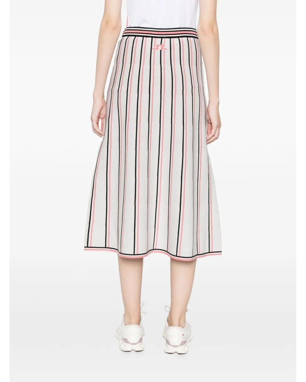 J.Lindeberg White Striped Knit Midi Skirt