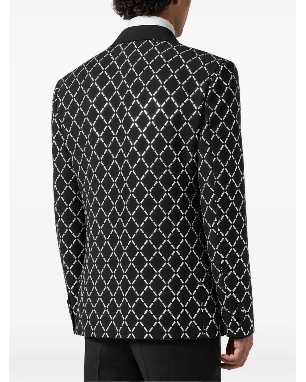 Philipp Plein Black Blazer All-Over Strass Baguettes for men