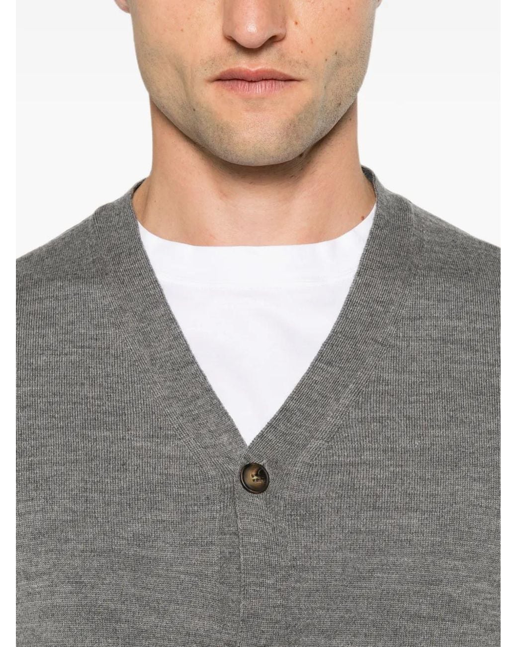 SERGIO MORETTI FIRENZE Gray V-Neck Button-Up Cardigan for men