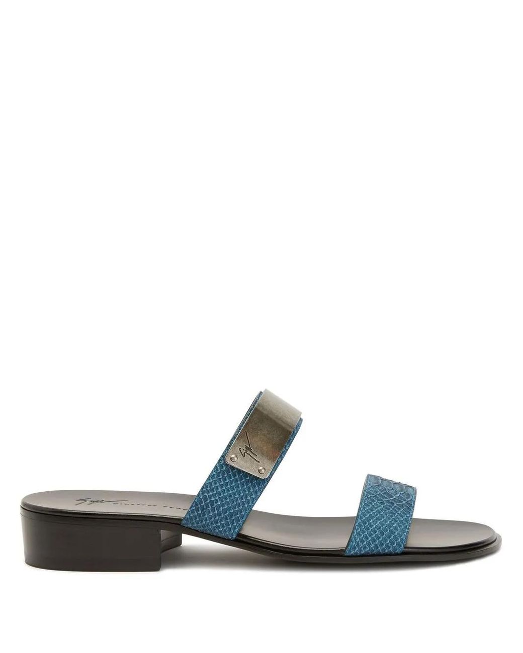 Giuseppe Zanotti Ignazio Pantoletten Mit Doppelriemen in Blue für Herren