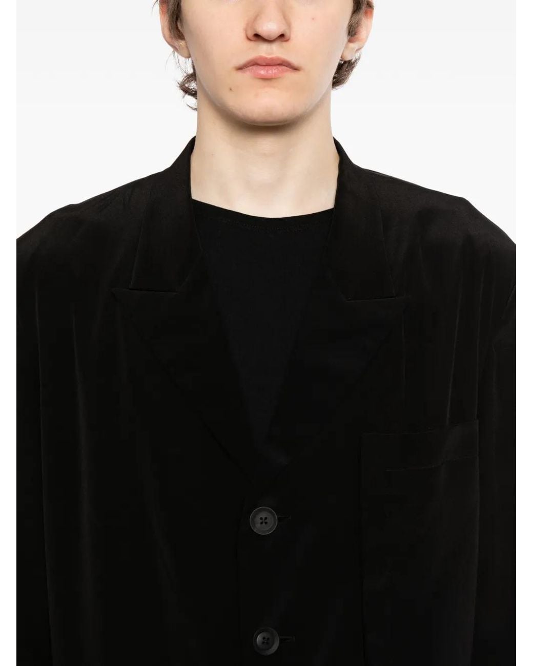 Yohji Yamamoto Black Single-Breasted Blazer for men