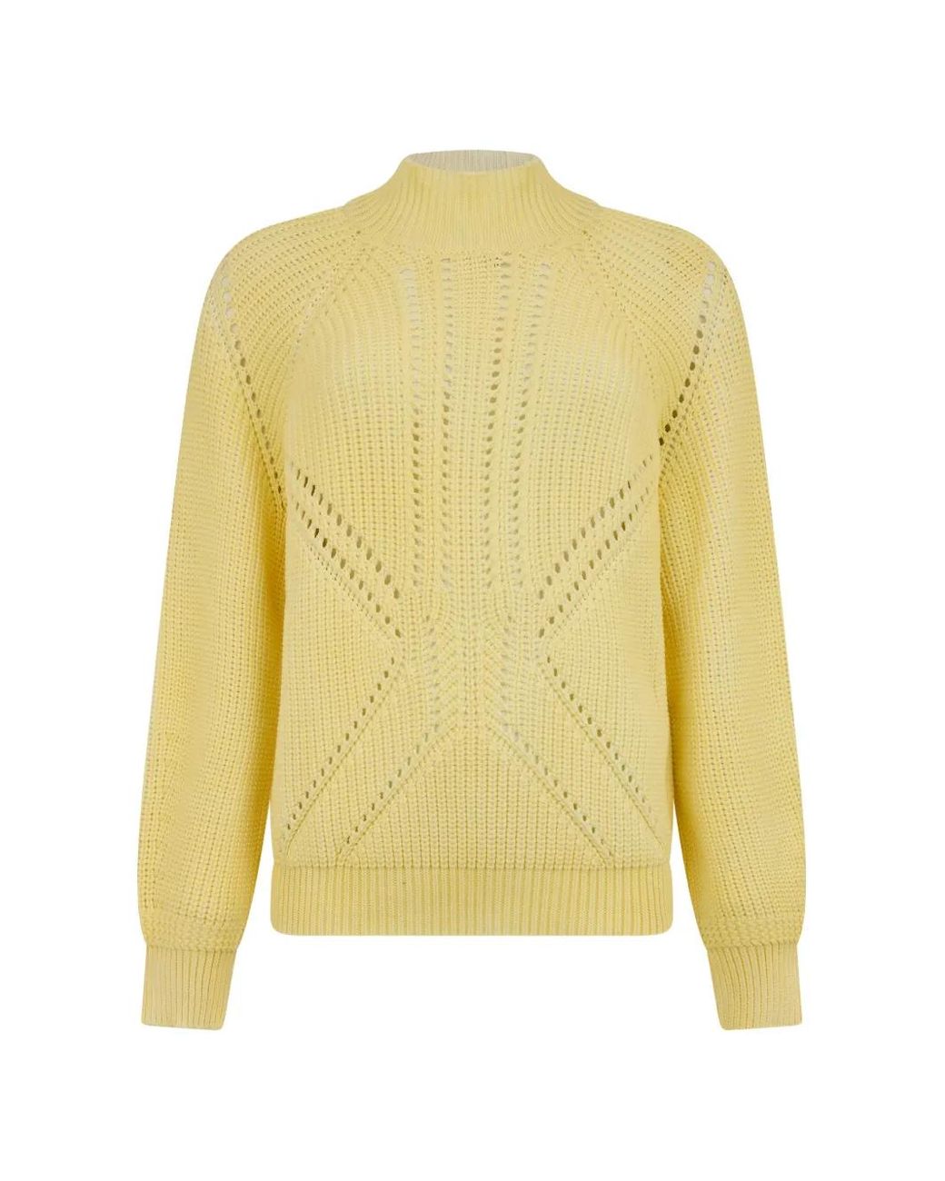 Moorer Yellow Delilah Pointelle-Knit Raglan-Sleeve Sweater