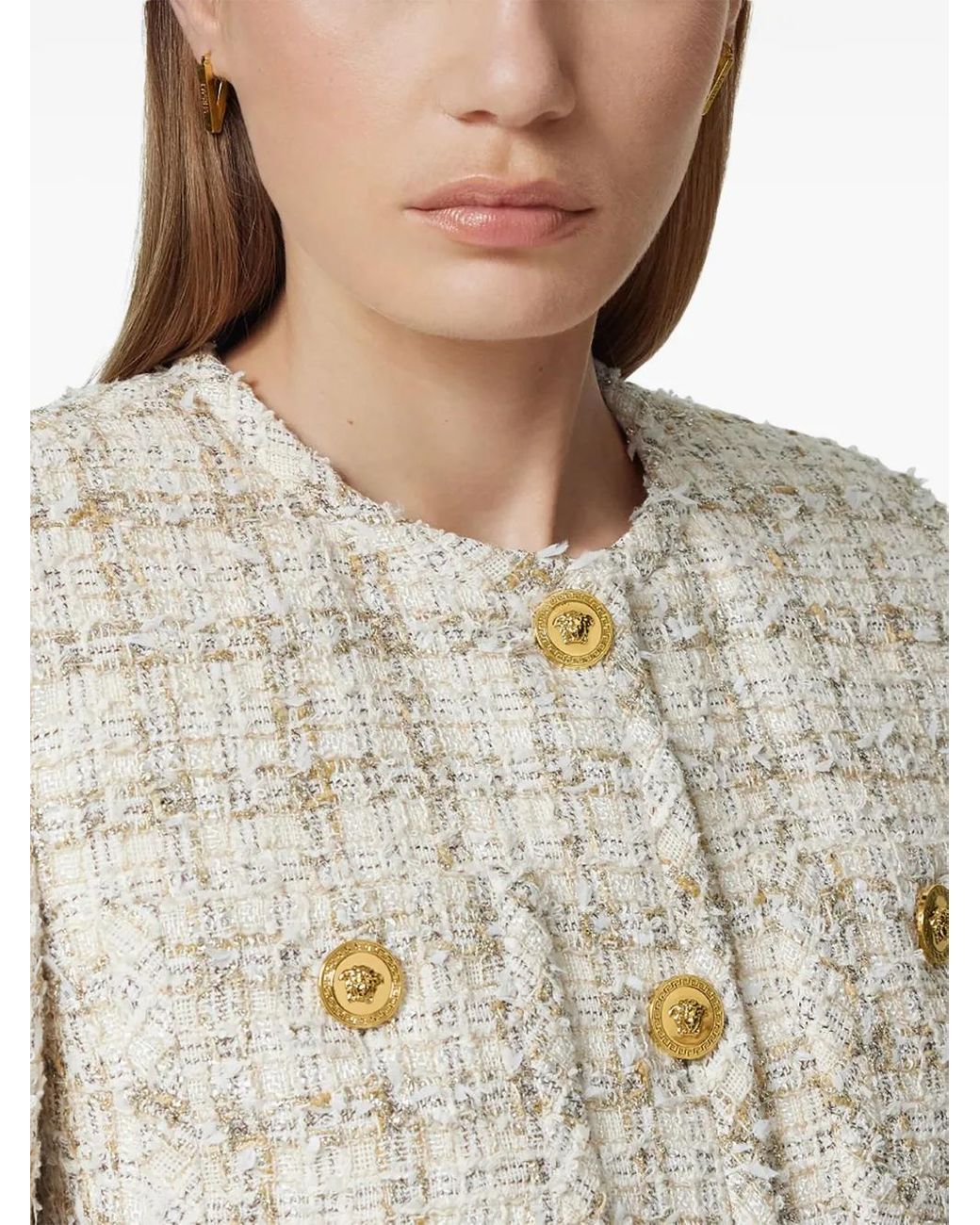 Versace White Jacke Aus Tweed